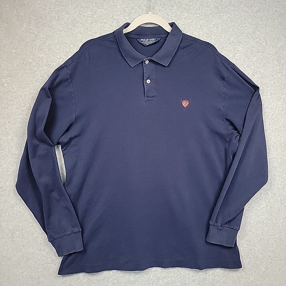 Ralph Lauren Mens XL‎ Golf Polo Pullover Knit Long Sleeve Navy Pima Cotton Shirt